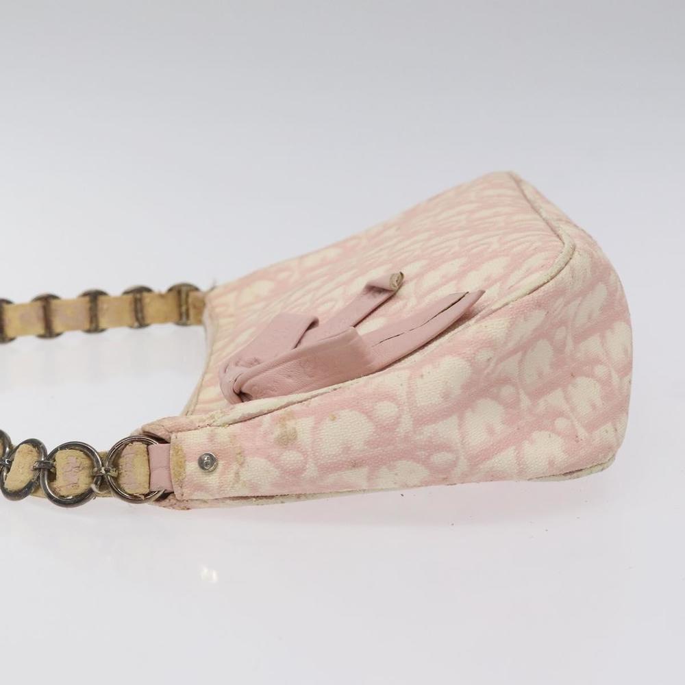 Christian Dior Trotter Canvas Romantic Chain Bag PVC Pink Silver Auth 124129 - Picture 4 of 16